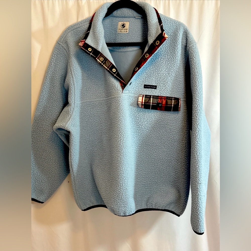 Southern Proper All Prep Pullover Light  Blue Snap Button Mock Jacket Mens M